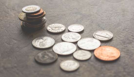 Coins on a flat surface.