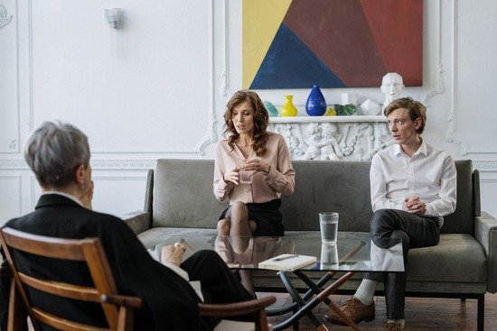 Couple Marriage Counseling A couple at marriage counseling