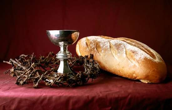 Last Supper Representation Bread and a cup representing the Last Supper
