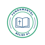 An icon of an open Bible with the cross in it to represent Fundamental Belief #1.
