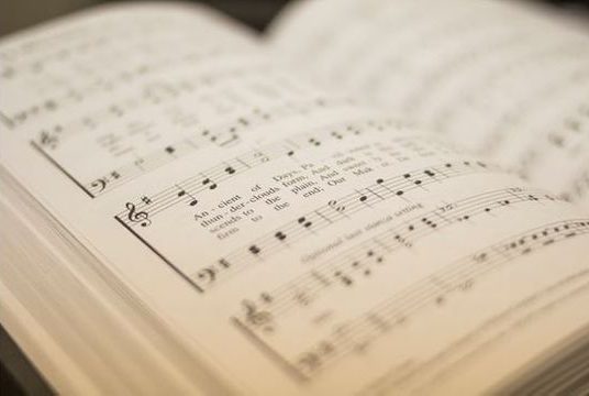 Seventh-day Adventist Hymnal A Seventh-day Adventist hymnal open to a song