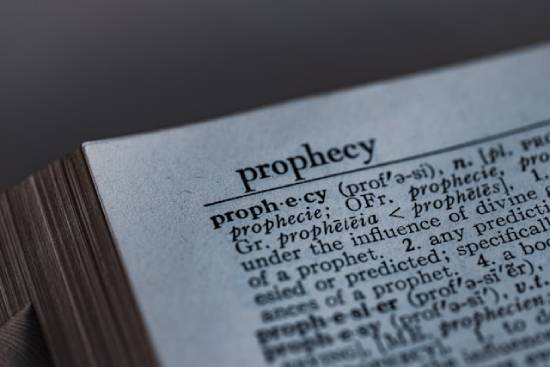 Close-up of the definition for prophecy in dictionary. This illustrates how people have tried to make sense of what prophecy is and how to interpret it.