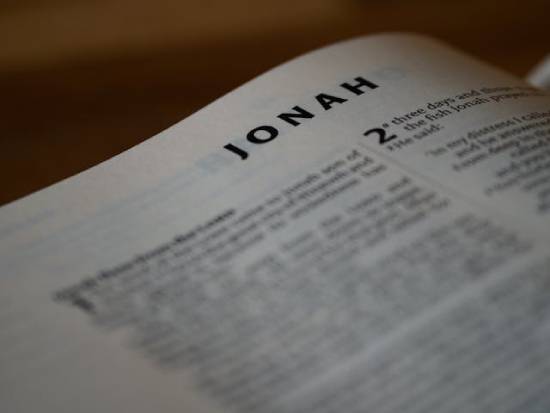 A Bible opened to the book of Jonah