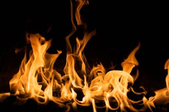 An up-close picture of flames.